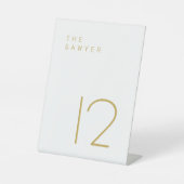De bewaarder 12 Gold- en White Table Number Reclamebord Met Voetstuk (Voorkant)