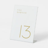 De bewaarder 13 Gold- en White Table Number Reclamebord Met Voetstuk (Voorkant)