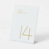 De bewaarder 14 Gold- en White Table Number Reclamebord Met Voetstuk (Voorkant)