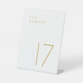 De bewaarder 17 Gold- en White Table Number Reclamebord Met Voetstuk (Voorkant)