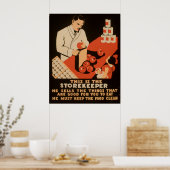 De bewaarder moet Levensmiddelen Schone WPA  houde Poster (Keuken)