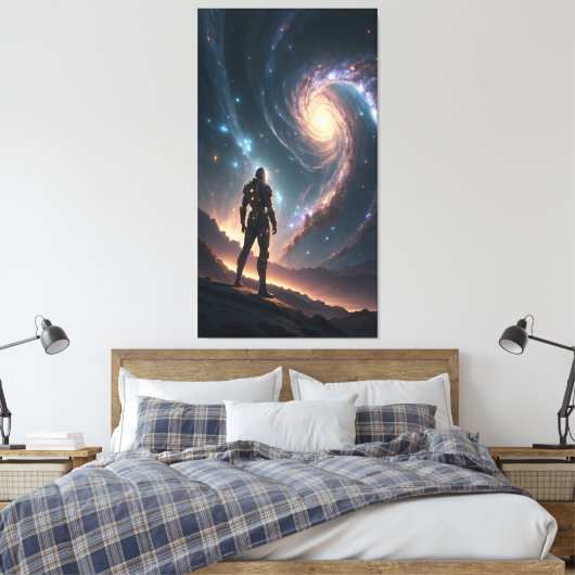 De bewaker van het universum staat op de rand canvas afdruk (Insitu (Slaapkamer))