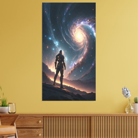 De bewaker van het universum staat op de rand canvas afdruk (Insitu (Woonkamer))