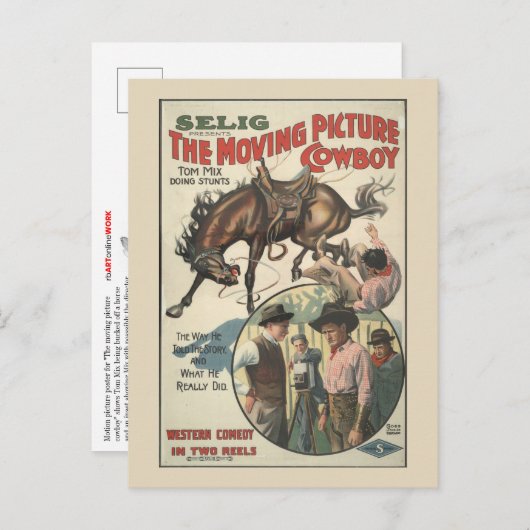 De bewegende Afbeelding Cowboy Aankondigingskaart (Voorkant / Achterkant)