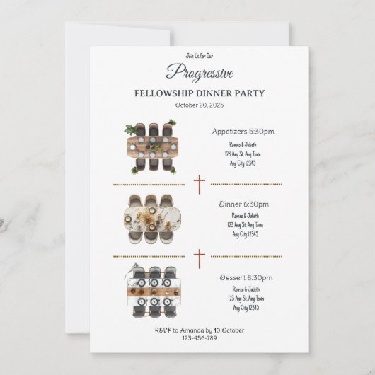 De Bewegende Feest Progressieve Diner Uitnodiging (Voorkant)