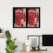 De bewegingen gaan in een Booth van de Telefoon Poster (Thuiskantoor)