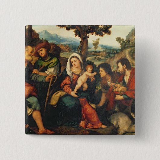 De bewerking van de schaaphersen 3 vierkante button 5,1 cm (Voorkant)