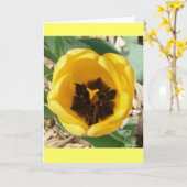 De bezige Kaart van de Tulp van de Bij (Gele Bloem)