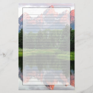 De Bezinningen van Grand Teton over de Vijver van Briefpapier