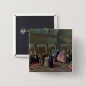 De bezoekende partij in het Klooster Vierkante Button 5,1 Cm (Voorkant /achterkant)