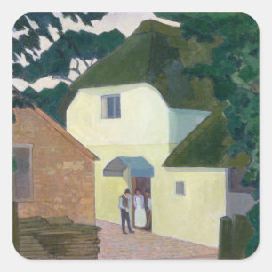 De bezoeker bij de Mill (olie op canvas) Vierkante Sticker