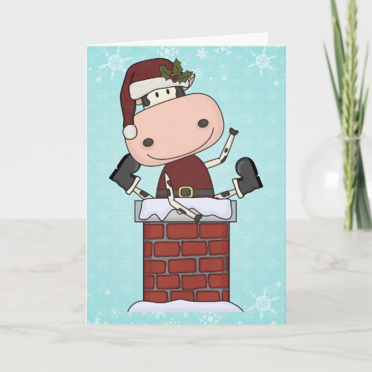 De Bezoeker van Kerstmis - Koe Feestdagen Kaart (Voorkant)