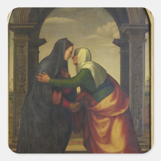 De Bezoektocht van St. Elizabeth naar de Maagd Mar Vierkante Sticker (Voorkant)