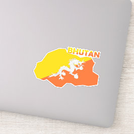 De Bhutanvlag op de landkaart Sticker