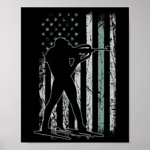 De Biathlon USA Vlag Retro ski's Mannen Biathlon Poster