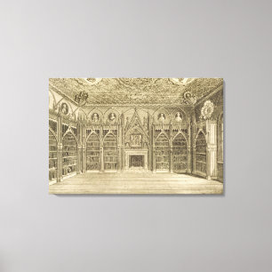 De bibliotheek, gegraveerd door Godfrey, van 'Desc Canvas Afdruk
