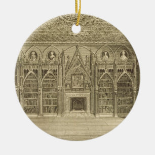 De bibliotheek, gegraveerd door Godfrey, van 'Desc Keramisch Ornament