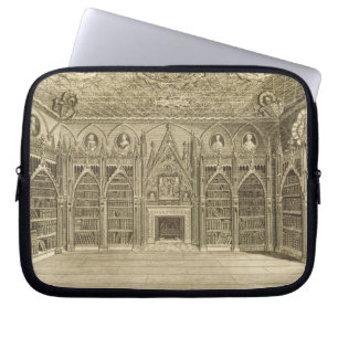 De bibliotheek, gegraveerd door Godfrey, van 'Desc Laptop Sleeve