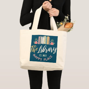 De bibliotheek is mijn gelukkige boek van de Plaat Grote Tote Bag