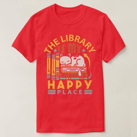 De bibliotheek is mijn gelukkige plek grappige boe t-shirt (Design voorkant)