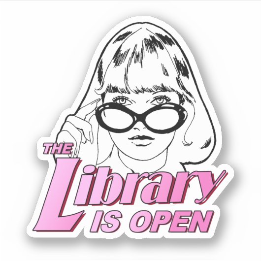 De bibliotheek is open sticker (Voorkant)