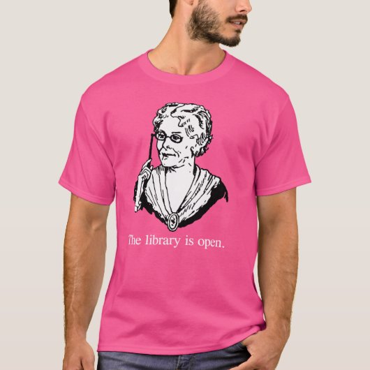 De bibliotheek is open t-shirt (Voorkant)