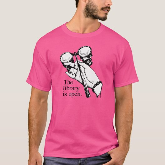 De bibliotheek is open t-shirt (Voorkant)