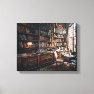 De bibliotheek van de Oude Wereld Canvas Afdruk