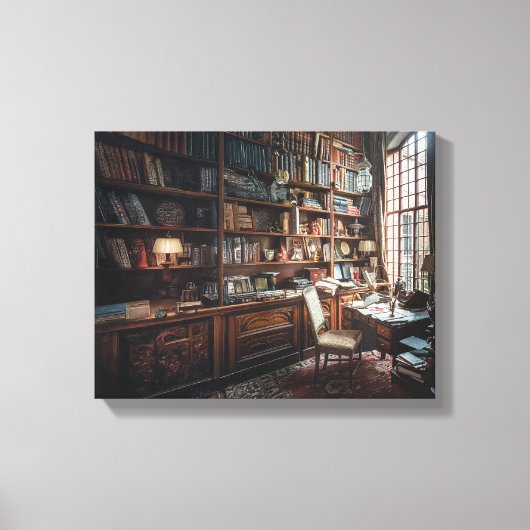 De bibliotheek van de Oude Wereld Canvas Afdruk (Voorkant)