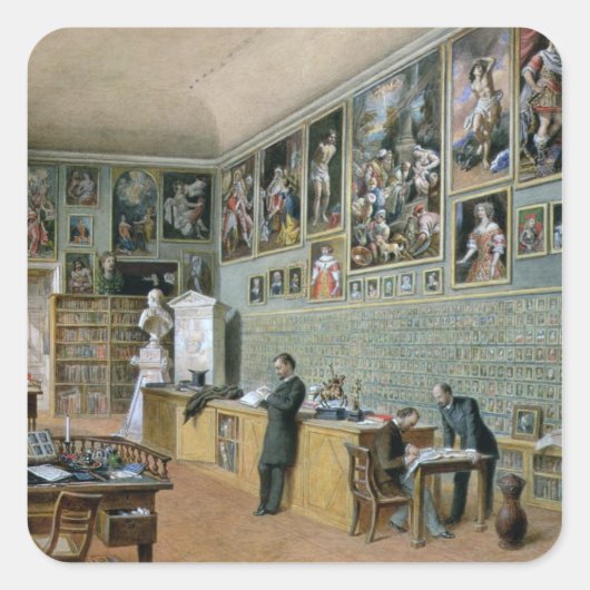 De bibliotheek vierkante sticker (Voorkant)