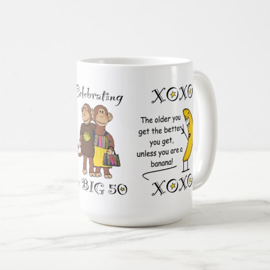 De BIG 50 banaan/aap mok (Voorkant rechts)