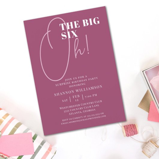 De Big 60th Surprise Pink Birthday Invitation Kaart