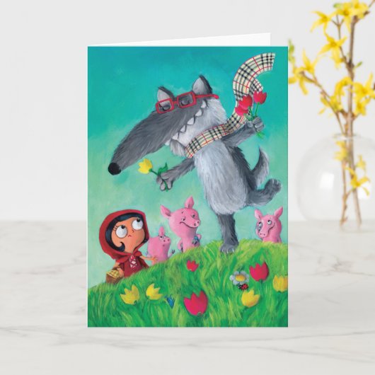 De Big Bad Wolf Kaart (Gele Bloem)