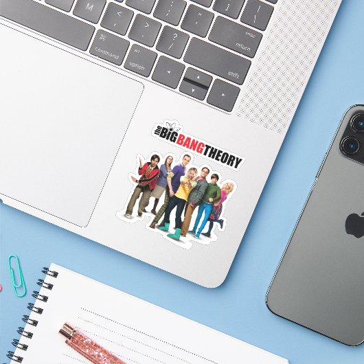 De Big Bang Theory Karakters Sticker (Laptop met iPhone)