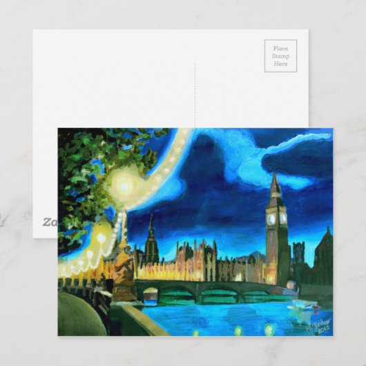 De Big Ben en het parlement van Londen met Thames Briefkaart (Voorkant / Achterkant)