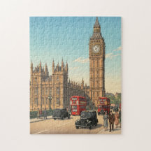 De Big Ben-klokkentoren Japanse houtblokprint
