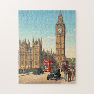 De Big Ben-klokkentoren Japanse houtblokprint Legpuzzel