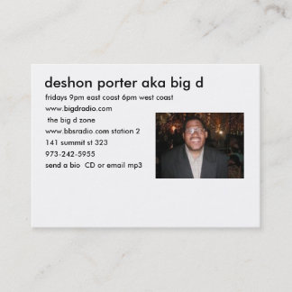 de big d zone info card visitekaartje