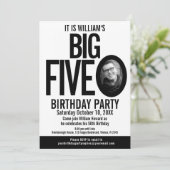 De Big Five 0 50th Birthday foto zwart wit Kaart (Staand voorkant)