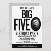 De Big Five 0 50th Birthday foto zwart wit Kaart (Voorkant / Achterkant)