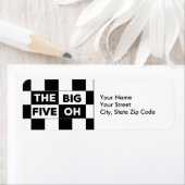 De Big Five op zwarte witte dambordlabels Etiket (Insitu)