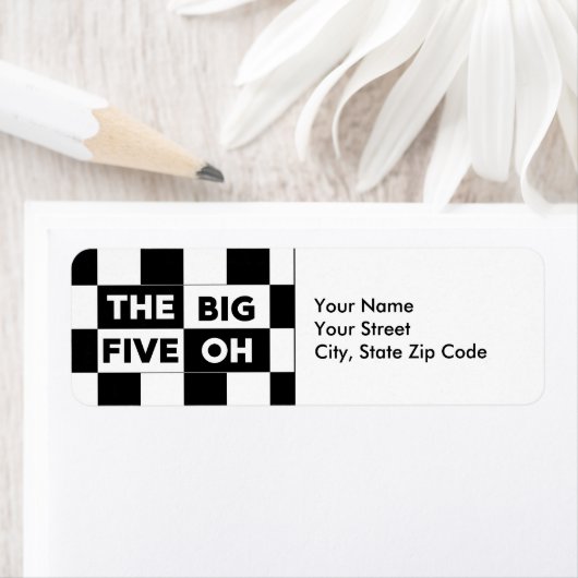 De Big Five op zwarte witte dambordlabels Etiket (Insitu)