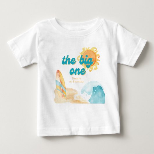 De Big One 1e verjaardag Waterverf Surfboard Wave (Voorkant)