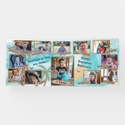 De Big One Baby's eerste jaar verjaardagsbanner Spandoek (Horizontaal)