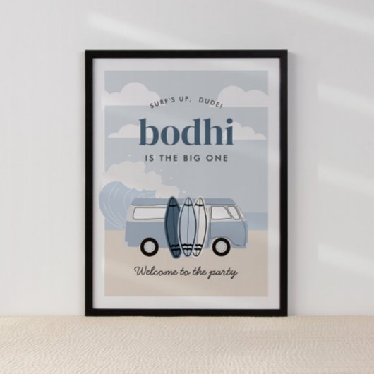De Big One Boys' Beach Surf Verjaardag Poster