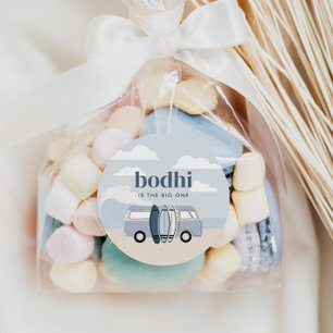 De Big One Boys' Beach Surf Verjaardag Ronde Sticker