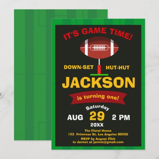 De Big One Football Field Sport Game Boy Birthday Kaart (Voorkant / Achterkant)