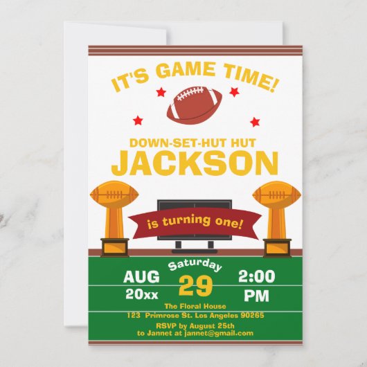 De Big One Football Sport Game Field Boy Birthday Kaart (Voorkant)