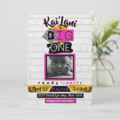 De BIG One| Hip Hop Retro 1st Birthday Foto Roze Kaart (Staand voorkant)