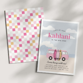 De BIG ONE meisjes '1st Beach Surf Verjaardag Kaart